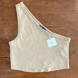COPY - NWT Zara Tan Asymmetrical Crop Top Shirt
